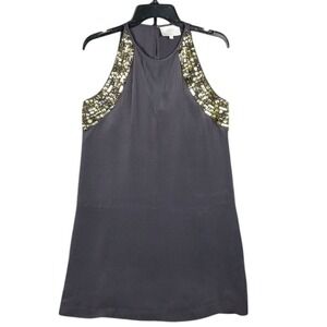 Madison Marcus‎ Dress Womens Small Gray Silk Rhinestone Studded Party Cocktail